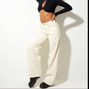 Motel Rocks Off-White Wide Leg High Waisted Jean